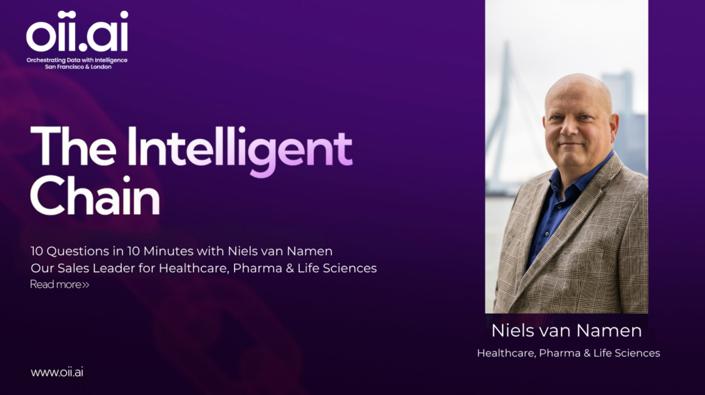 The intelligent chain 10 questions in 10 minutes Niels van Naman our sales leader for Healthcare,Pharma & Life Sciences
